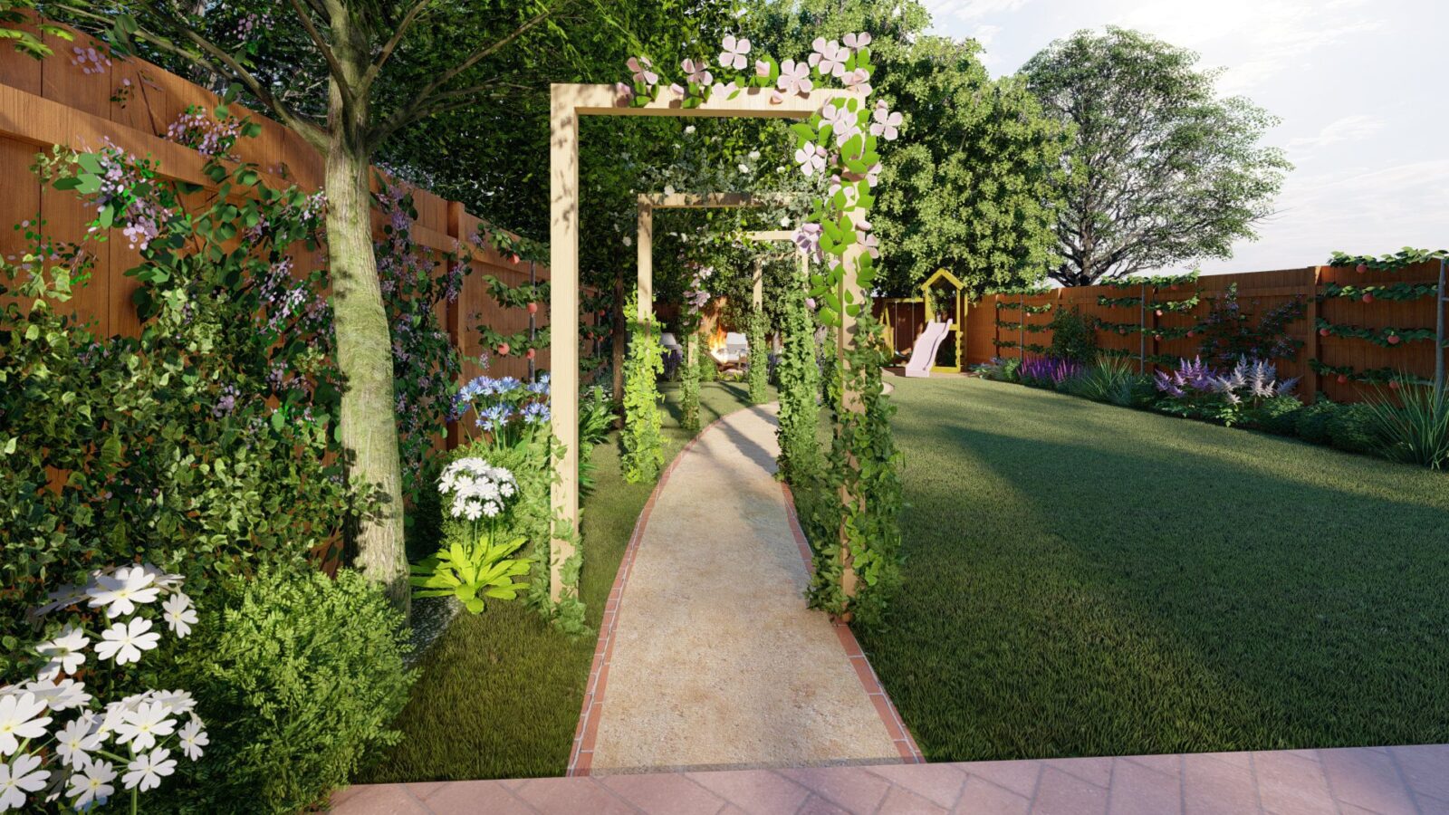 traditional garden with breedon gravel path design