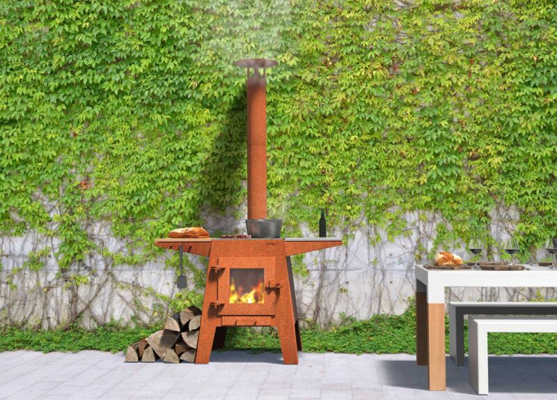 corten bbq and outside wood fired oven