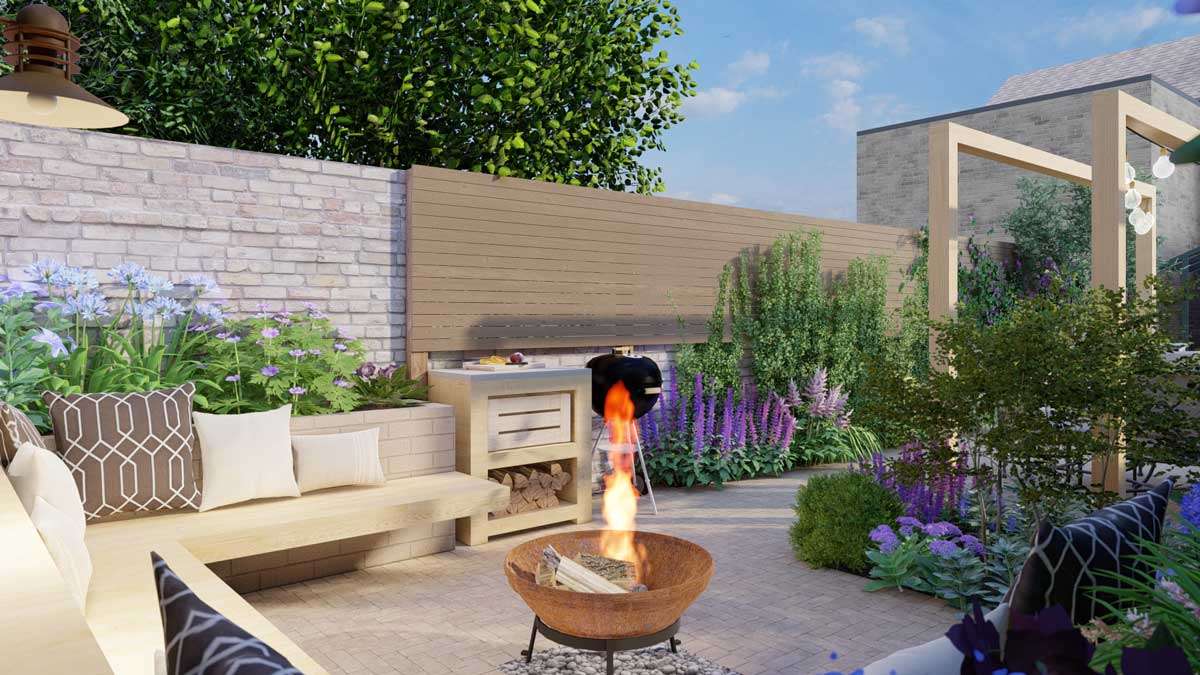 There is lots going on in this garden, and although it is a small courtyard garden, we have been able to work with the space and maximize the space and introduce a wealth of features, and destination points.